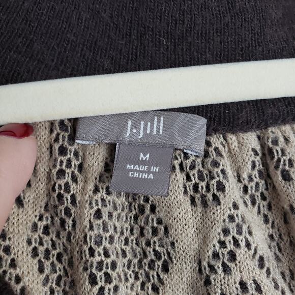 J. Jill Women's M Layered Knit V-Neck Top Brown Tan Coastal Casual Sweater Wool - Picture 4 of 10